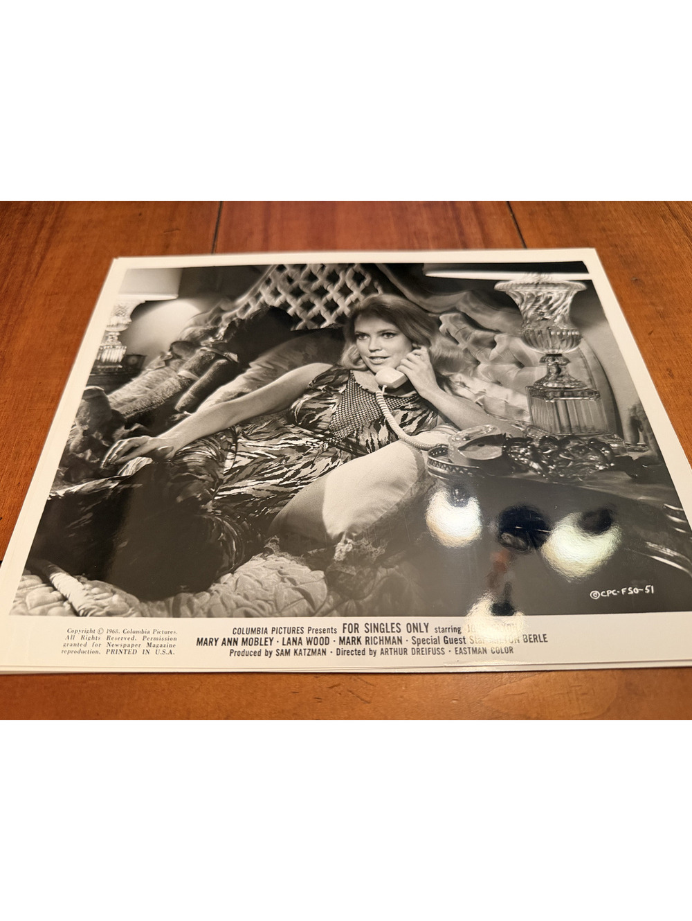 For Singles Only 1968 Movie Press Still Mary Ann Mobley Phone Bed Vintage Photo